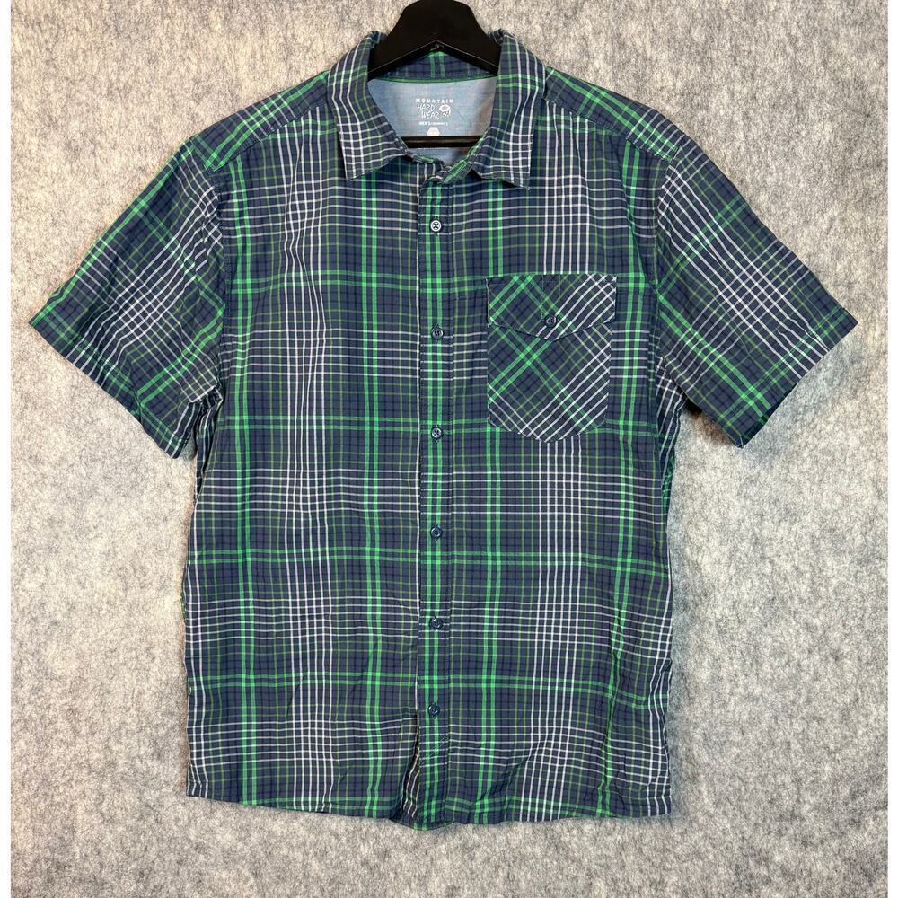 Mountain Hardwear Men's Blue Green S/S Hiking Outdoor Shirt - Medium
